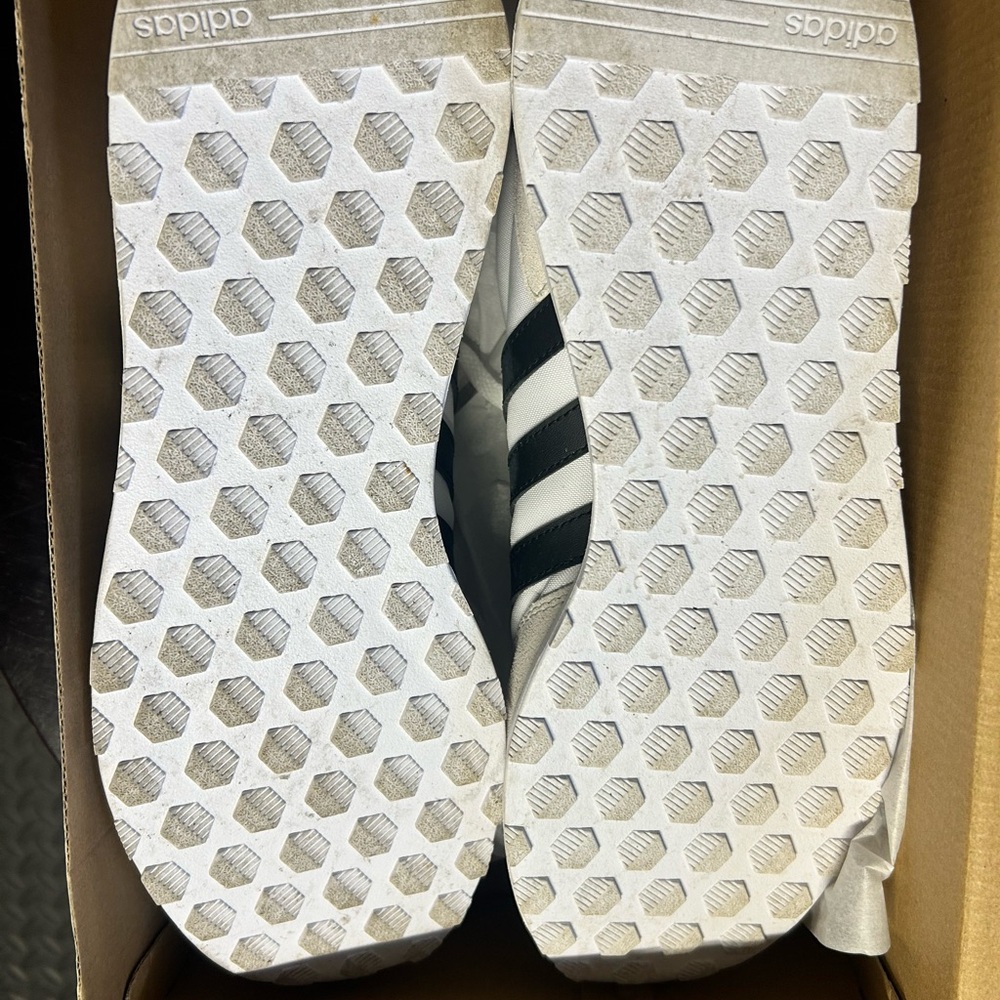 adidas White and Black Suede Sneakers. Men size 10.5. Run 60s 2.0.  Worn once. - Picture 6 of 6